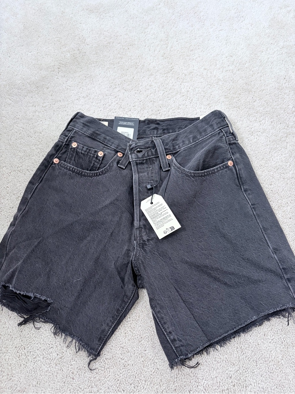 Levi's Black Distressed Jean Shorts